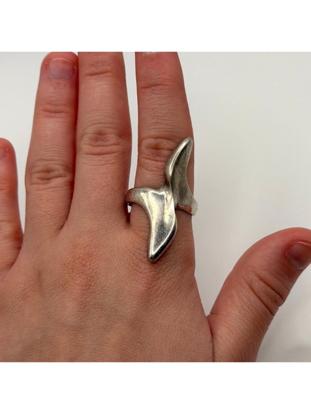 Abstract Sterling Silver Ring Size 9.5